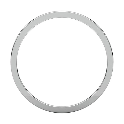 14k White Gold 1mm Flat Band, Size 7.5