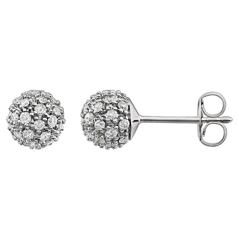 14k White Gold 1/2 CTW Diamond Cluster Earrings