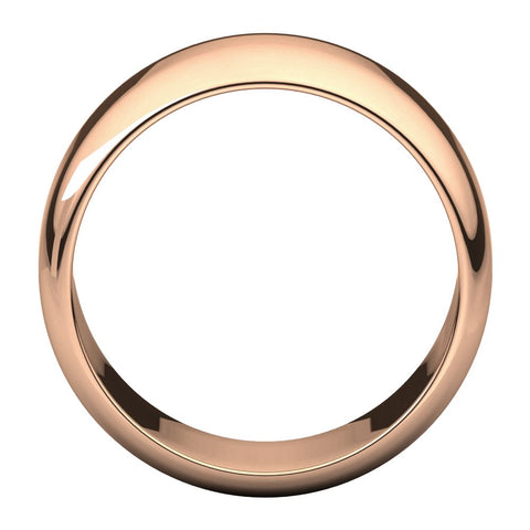 14k Rose Gold 10mm Half Round Band, Size 7