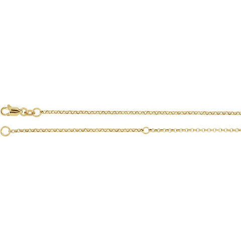 Sterling Silver 18K Yellow Gold Plated 1.5mm Adjustable Rolo 18-20" Chain