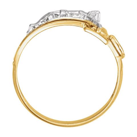 14k White/Yellow Gold Men's Crucifix Ring, Size 11