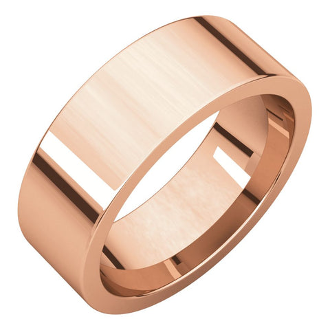 14k Rose Gold 7mm Flat Comfort Fit Band, Size 9