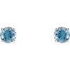 14k White Gold 5mm Round Aquamarine Earrings