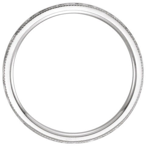 14k White Gold 2mm Flat Comfort Fit Milgrain Hammer Finish Band Size 5