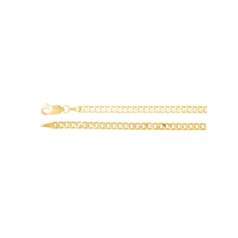 14k Yellow Gold 3mm Solid Curb 20" Chain