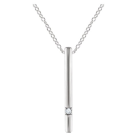 14k White Gold .015 CT Diamond Bar 16-18" Necklace