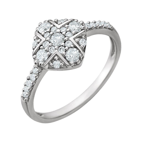 14k White Gold 3/8 CTW Diamond Ring, Size 7