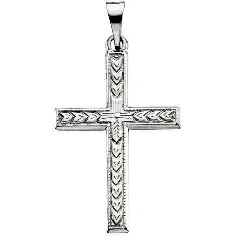 14k White Gold Cross Pendant