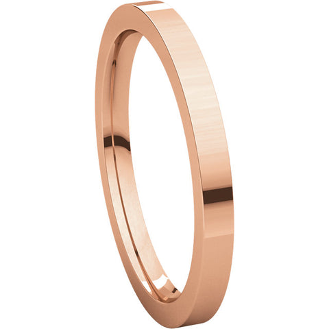 14k Rose Gold 2mm Flat Comfort Fit Band, Size 6