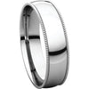 Sterling Silver 5mm Light Comfort Fit Milgrain Band , Size 5