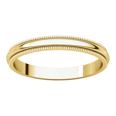 14k Yellow Gold 2.5mm Milgrain Band, Size 4
