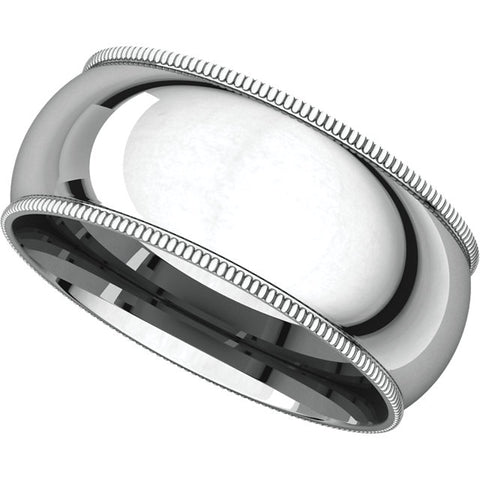 Sterling Silver 8mm Milgrain Comfort Fit Band, Size 10.5
