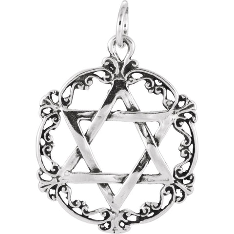 Sterling Silver 30.58x24.46mm Star of David Pendant