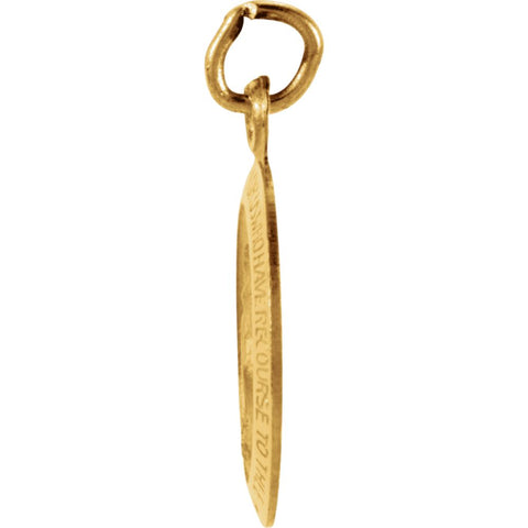 14k Yellow Gold 12x8mm Oval Miraculous Medal