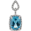 14K White Gold Swiss Blue Topaz & 0.025 CTW Diamond Pendant