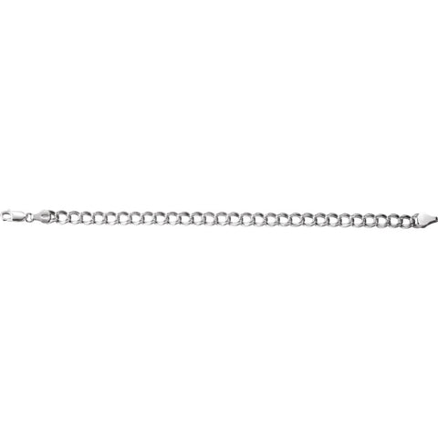 Sterling Silver 5.5mm Hollow Paralleo Charm 7" Bracelet