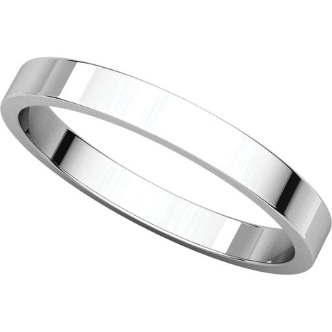 14k White Gold 2.5mm Flat Band, Size 6.5
