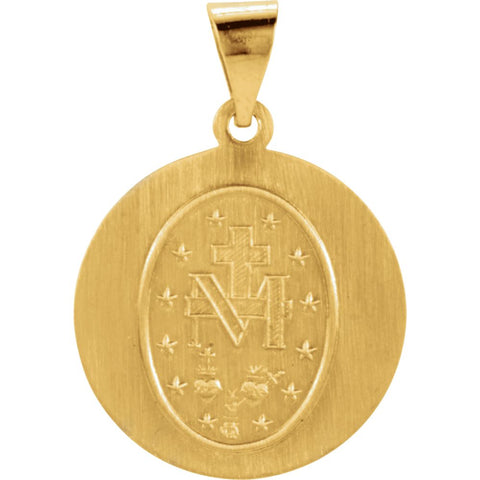 14k Yellow Gold 18.25mm Hollow Round Miraculous Medal