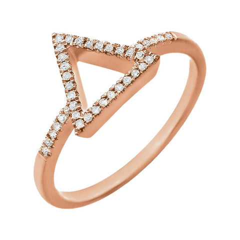 14k Rose Gold 1/10 CTW Diamond Geometric Ring, Size 7