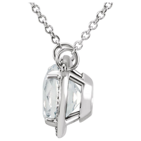 14k White Gold White Topaz & .05 CTW Diamond 16" Necklace
