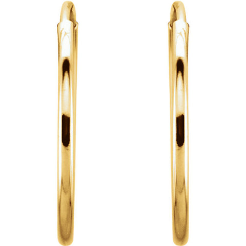 14k Yellow Gold 15mm Endless Hoop Earrings