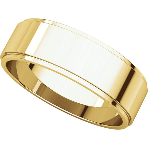 10k Yellow Gold 6mm Flat Edge Band, Size 10