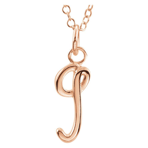 14k Rose Gold Letter "G" Lowercase Script Initial Necklace