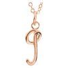 Letter "G" Lowercase Script Initial Necklace (18 Inch) in 14K Rose Gold