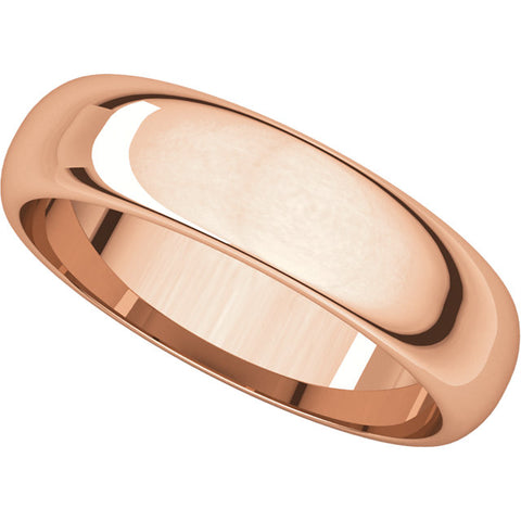 14k Rose Gold 5mm Half Round Band , Size 12