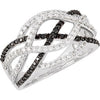 3/4 CTTW Black and White Diamond Ring in 14k White Gold (Size 6 )