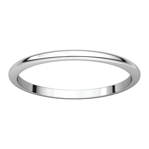 14k White Gold 1.5mm Half Round Band, Size 4.5
