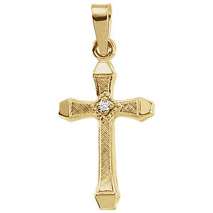 14k Yellow Gold Hollow Cross Pendant