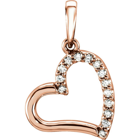 14k Rose Gold .07 CTW Diamond Heart Pendant