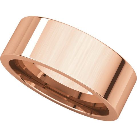 14k Rose Gold 7mm Flat Comfort Fit Band, Size 9