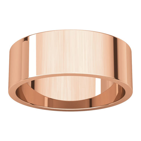 14k Rose Gold 7mm Flat Band, Size 5.5