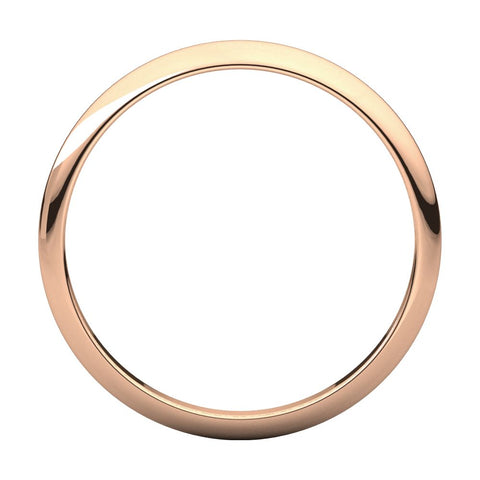14k Rose Gold 2mm Half Round Band, Size 6.5