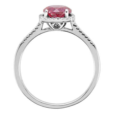 Sterling Silver Lab-Grown Ruby & .01 CTW Diamond Ring, Size 7