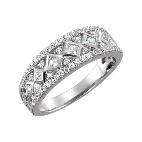 14k White Gold Etruscan Anniversary Band, Size 7
