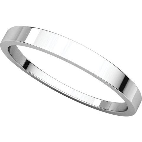14k White Gold 2.5mm Flat Tapered Band, Size 7.5