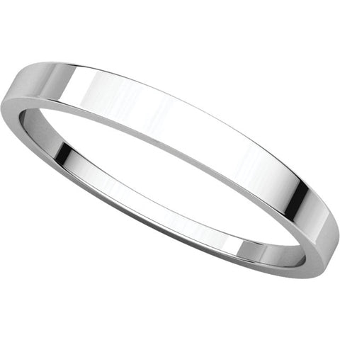14k White Gold 2.5mm Flat Tapered Band, Size 5