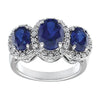 14k White Gold Created Blue Sapphire & .04 CTW Diamond Ring, Size 7