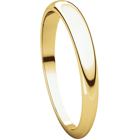 14k Yellow Gold 3mm Half Round Tapered Band, Size 6.5