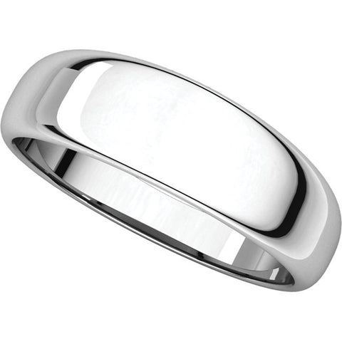 14k White Gold 6mm Half Round Tapered Band, Size 7