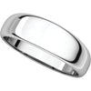 14k White Gold 6mm Half Round Tapered Band, Size 7