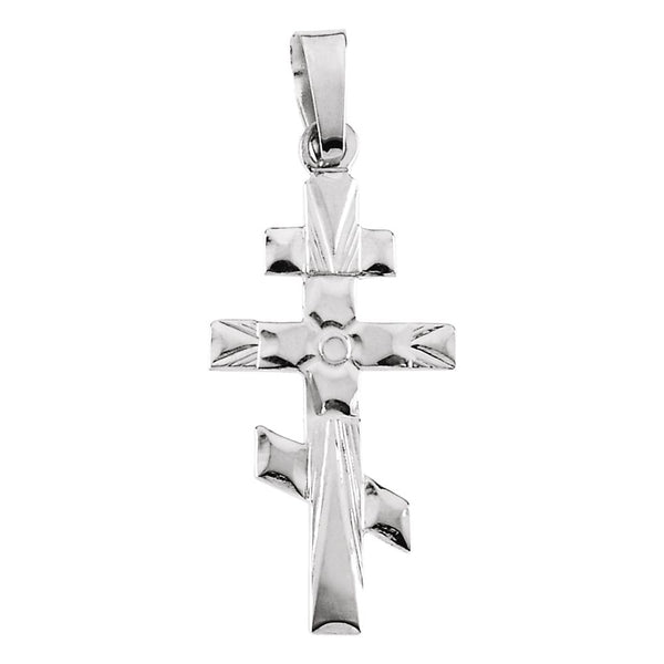 14k White Gold 32x18mm Orthodox Cross Pendant