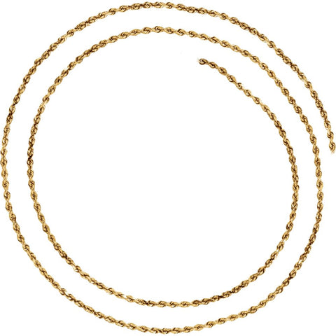 14k Yellow Gold 1.9mm Diamond-Cut Rope 24" Chain with Lobster Clasp