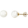 Elegant and Stylish Pair of 14.00 MM Full Button Fashion South Sea Cultured Pearl Earrings in 18K Yellow Gold, 100% Satisfaction Guaranteed.