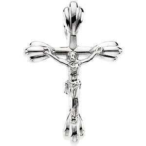 14k White Gold Crucifix Pendant