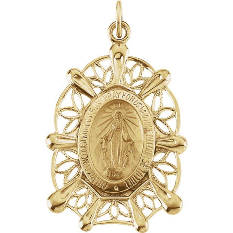 14k Yellow Gold 30x20mm Miraculous Medal