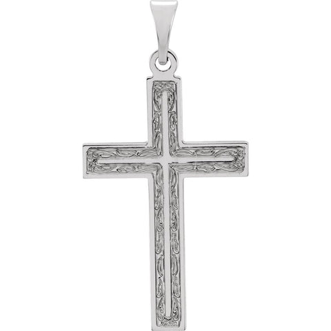 14k White Gold Cross Pendant